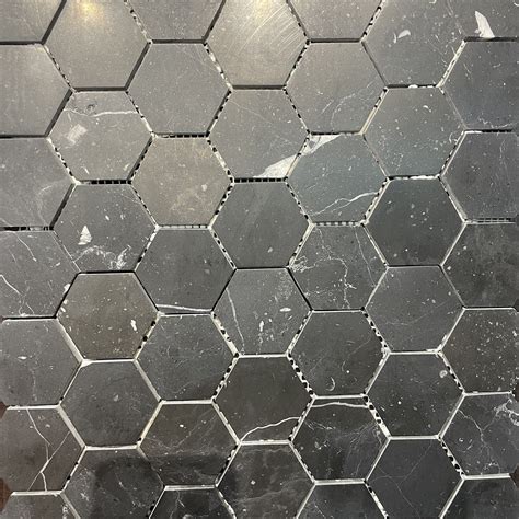 Nero Marquina Marble Honed Hexagonal Mosaic