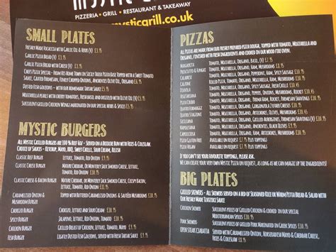 Menu at Mystic Grill pub & bar, Uxbridge