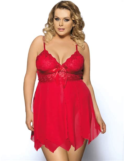 RW80092 Hot Sale Red Women Sexy Lingerie Plus Size Lace Draping Mesh