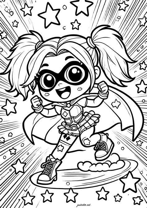 Harley Quinn Avec Une Cape De Super H Ro Ne Coloriages D Harley Quinn