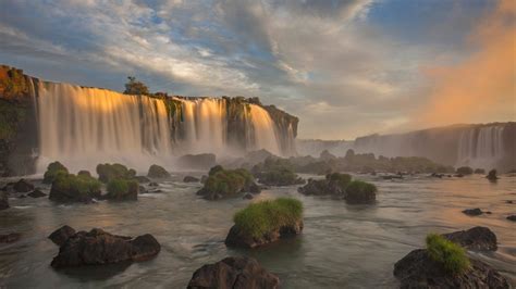 River Waterfall Brazil Iguazu Falls Nature Landscape Wallpapers HD