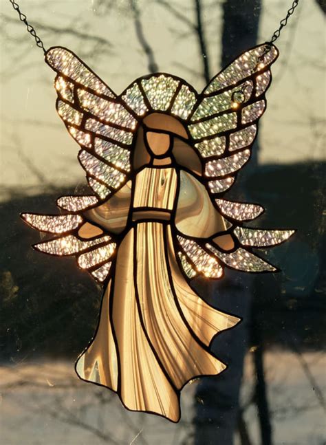 Stained Glass Angel Guardian Angel Sun Catcher Etsy