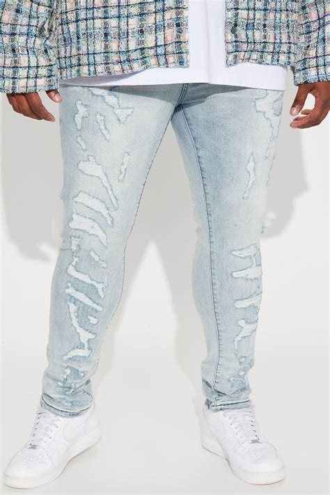 Bet Ripped Stacked Skinny Jean Light Wash Fashion Nova Mens Jeans Fashion Nova