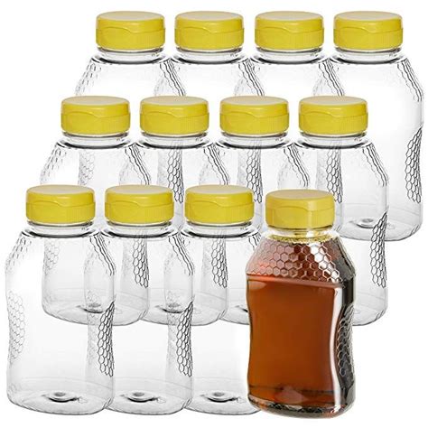 Pack Of Empty Bottles For Honey Clear Plastic Honey Jars