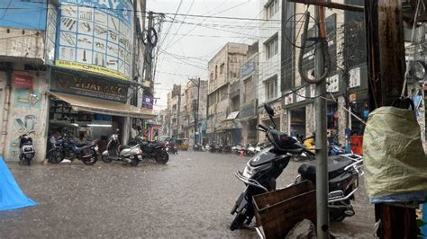 Rain Thunderstorms Lash Hyderabad Low Lying Areas Flooded Telangana