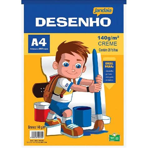 Bloco Desenho A4 Escolar Creme 140grs 20 Folhas Jandaia 496477