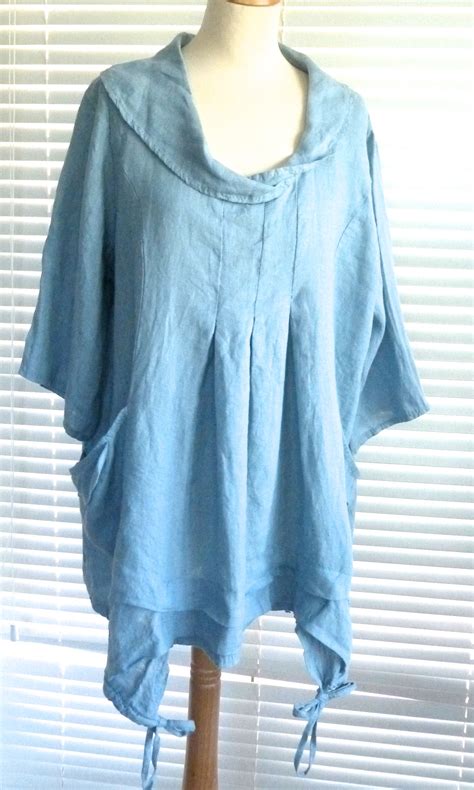 Gorgeous Italian Linen Lagenlook Artist Style Top With Quirky