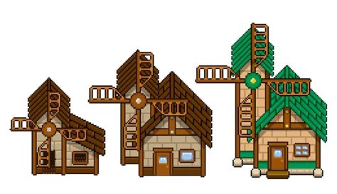 Premium Vector Mill Drawn In Pixel Art Style