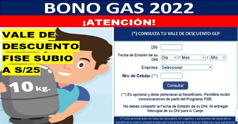 Bono Gas Vale De Descuento Fise Aumento A S25 Para Adquirir El Gas Domestico