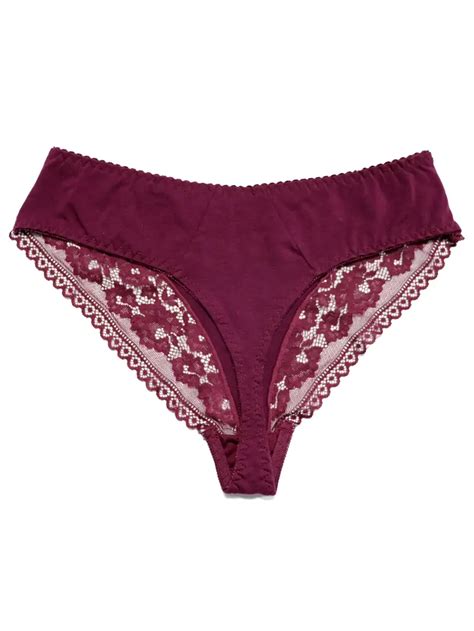 Plus Size Floral Jacquard Contrast Lace Trim Panties Women S Temu