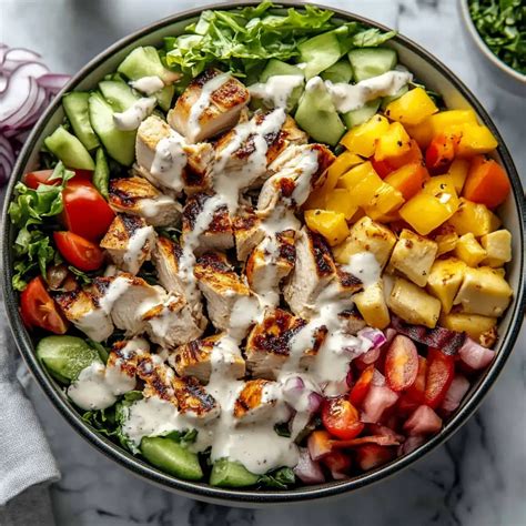 easy high protein chicken salad bowl delicious meal prep