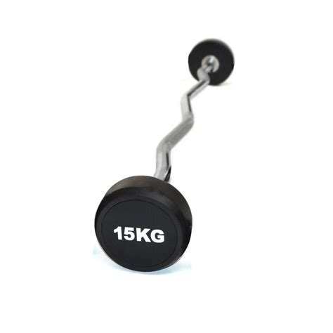 Barra Curl Con Peso Fijo Engomado 15 Kg Gmp