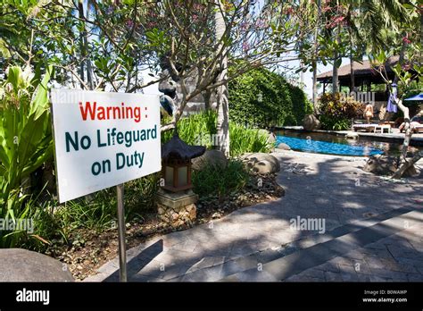 Sign No Lifeguard On Duty Lombok Island Lesser Sunda Islands