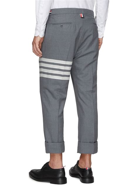 Thom Browne Four Bar Stripe Wool Low Waist Suiting Pants