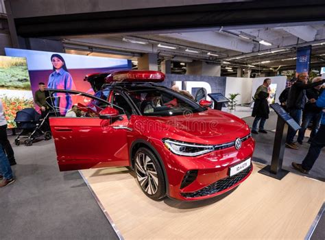 Red VW ID 4 GTX Electric Car On Display Editorial Stock Image Image