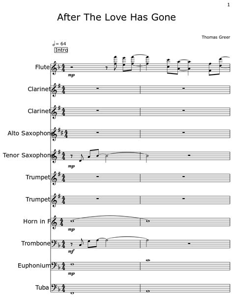 After The Love Has Gone Sheet Music For Flute Clarinet Alto