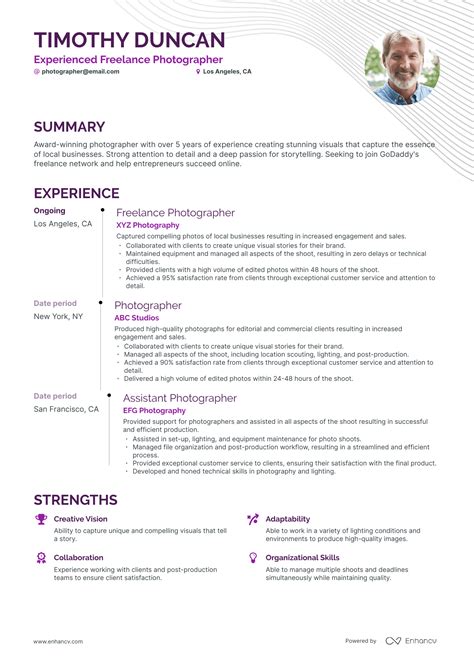 5 Freelance Photographer Resume Examples And Guide For 2024