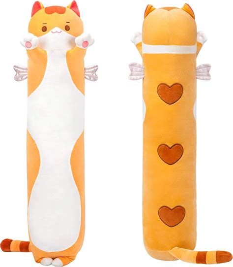 Mewaii Stofftiere Katzen Orange 70CM Plüsch Kissen Lang Kätzchen