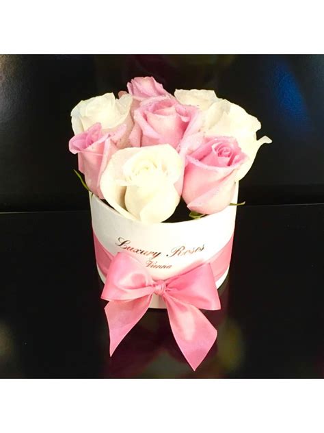 Runde Mini Box Rosa Wei Luxury Roses Vienna