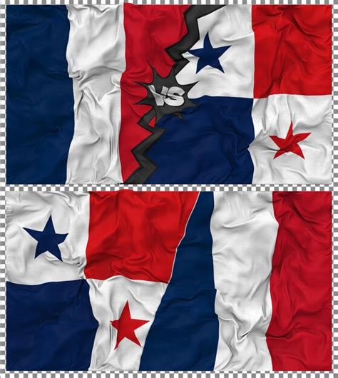 Panama Vs France Half Combined Flag Cloth Bump Texture D Rendering