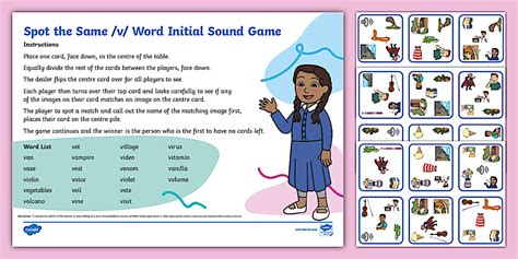 Spot The Same V Word Initial Sound Game Teacher Made