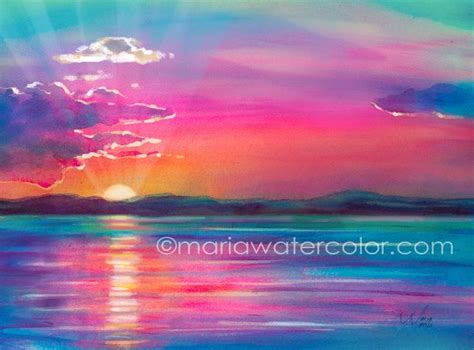 Landscape Sunset Watercolor Painting Ideas : Watercolor Sunset For ...