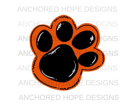 Orange And Black Paw Print Hand Drawn Png Sublimation Design Download Digital Design Sublimation