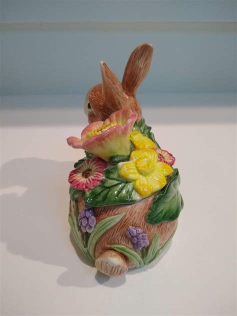 Vintage Rare Fitz And Floyd Classic Bunny Rabbit Covered Bowl Etsy