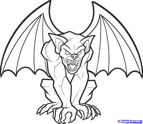 How To Draw A Gargoyle Step By Step Creatures Monsters Free Online