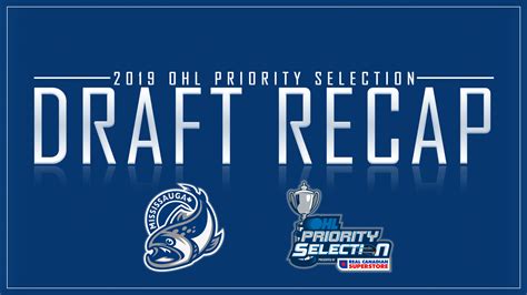 Steelheads Select Fourteen Players In 2019 OHL Priority Selection