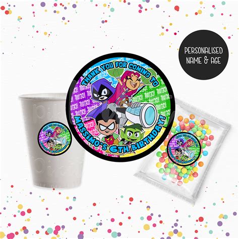 Teen Titans Round Stickers 60mm Pikit Kids