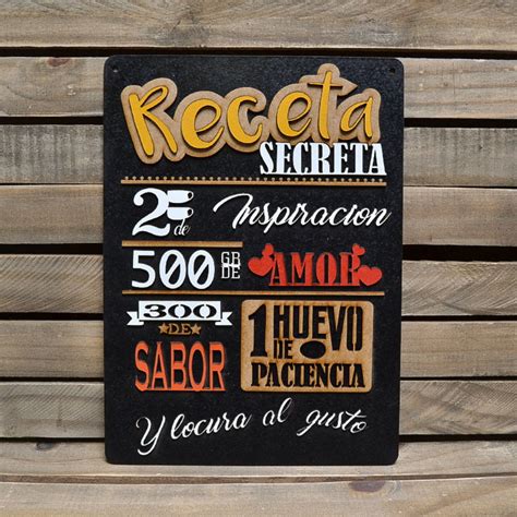 Placa Decorativa Em Alto Relevo Receita Secreta Elo