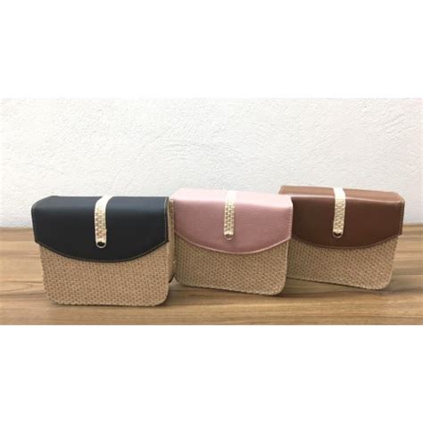 Bolsa Feminina De Palha Transversal Tiracolo Retangular Shopee Brasil