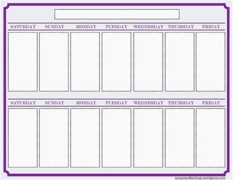 2 week blank printable calendar