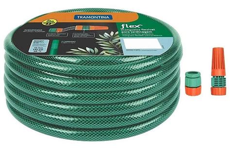 Mangueira Flex Tramontina Verde PVC 3 Camadas 20 Metros E Esguicho BLIMPS