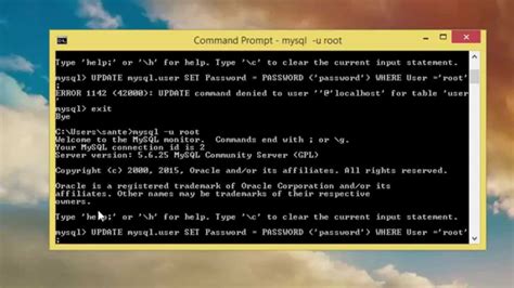 Mysql Update Root User Password On Command Line YouTube