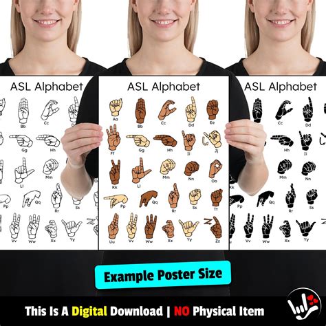 Asl Sign Language Alphabet Charts Asl Abcs American Sign Language Asl Printable Chart Classroom