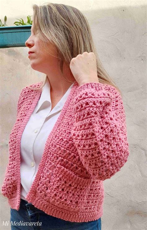 Cárdigan Isabelle Patrón cárdigan con bolsillos a crochet Mi Mediavareta