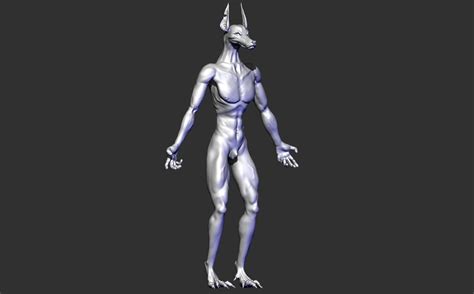 3D Model of the Male Body of Anubis for Further Work and Cutting Out a ...