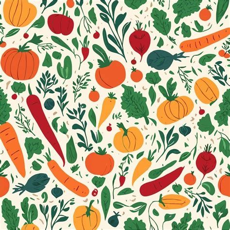 Vegetables Seamless Pattern Premium Ai Generated Vector