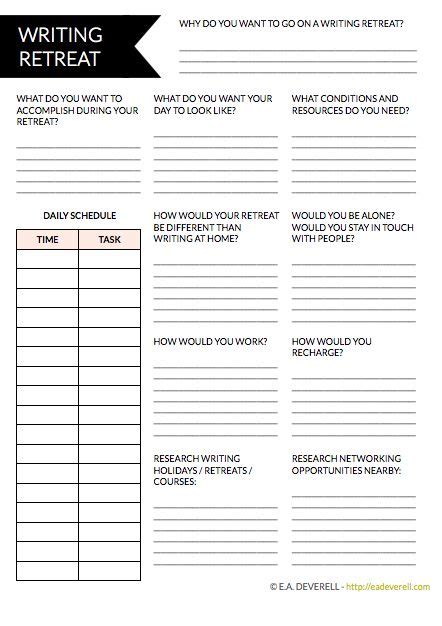 Writing Retreat Writer Worksheet Wednesday Creative Writing Blog