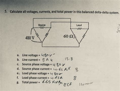 Solved 5 Calculate All Voltages Currents And Total Power