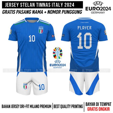 Jersey Stelan Bola Timnas Italy Euro 2024 Premium Terbaru Gratis Pasang