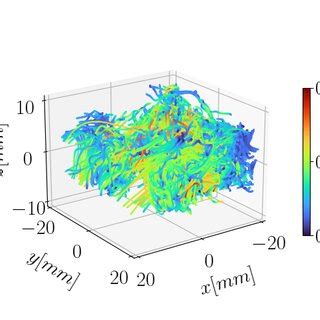 Visualisation of a subset of tracer particle trajectories in von Kármán