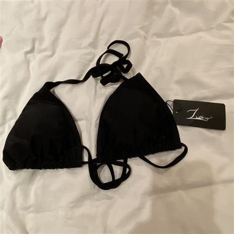 Black Triangle Bikini Top Black Size Large Never Depop