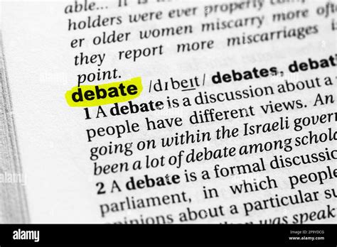 Highlighted Word Debate Concept And Meaning Stock Photo Alamy