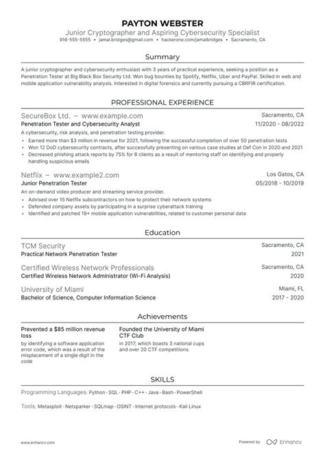 5 Penetration Tester Resume Examples Guide For 2024