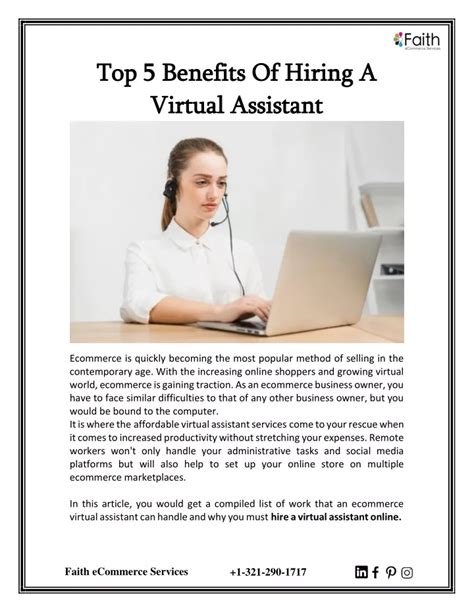 PPT Top 5 Benefits Of Hiring A Virtual Assistant PowerPoint