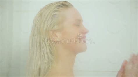 Gorgeous Woman Washing Hair With Shampoo In Showerbath Stock Footage Video Of Long