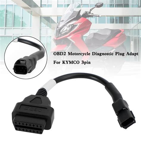 Motorcycle 3 Pin To 16 Pin Obd Adapter Obd2 Diagnostic Cable Connector